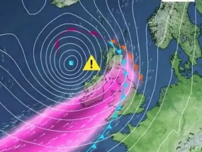 风暴阿什利预计将成为可怕的3级气旋，地图显示英国将面临110英里/小时的风速